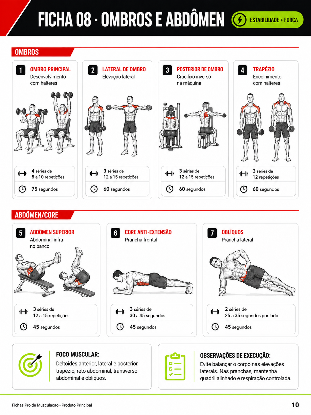 Ficha de treino por grupo muscular